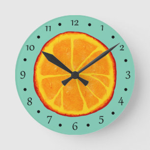 Juicy Orange Slice Round Clock