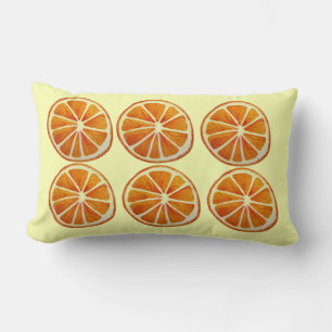 Juicy orange slice watercolor fruit pattern lumbar pillow