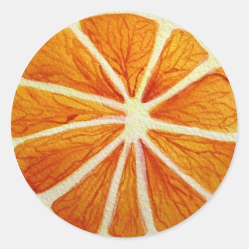 Juicy Orange watercolor fruit pop art Classic Round Sticker