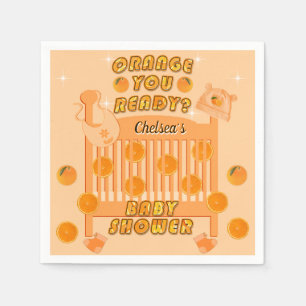 Juicy Orange You Ready Citrus Modern Baby Shower  Napkins