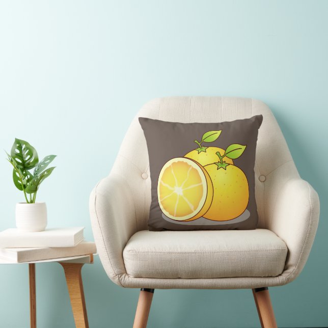 Juicy Oranges fruit art Throw Pillow (Chair)