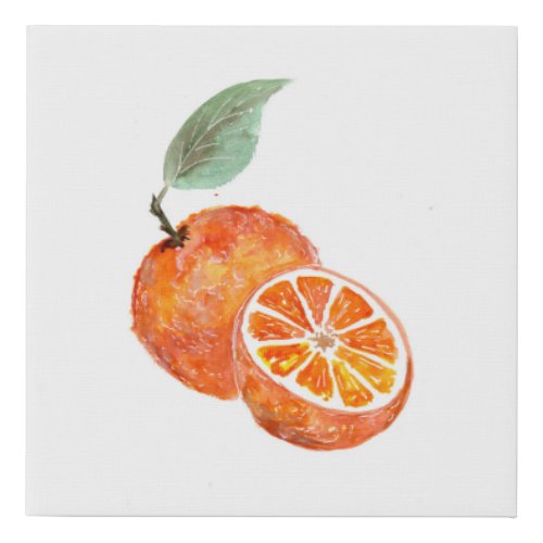 Juicy Oranges Watercolor Faux Canvas Print