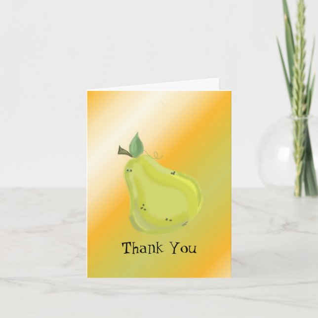 Juicy Pear Letterpress Thank You Card (Front)