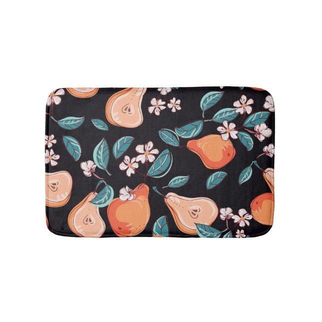 Juicy pears: hand-drawn fruit pattern. bath mat (Front)