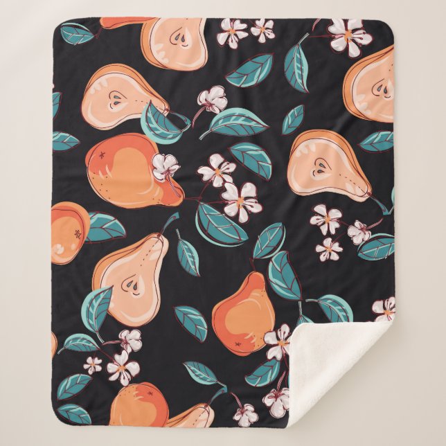 Juicy pears: hand-drawn fruit pattern. sherpa blanket (Front)