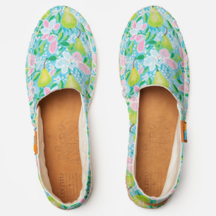 Juicy pears with flowers espadrilles