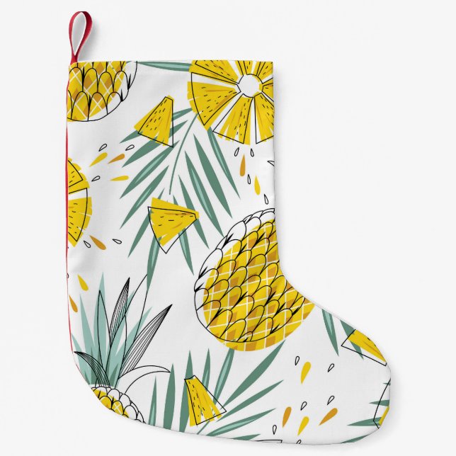 Juicy pineapples: bright vintage pattern. small christmas stocking (Front)
