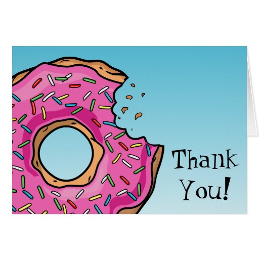 Juicy Pink Doughnut Custom Thank You Card | Zazzle