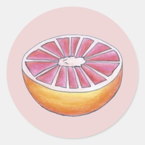 Juicy Pink Grapefruit Citrus Fruit Breakfast Food Classic Round Sticker