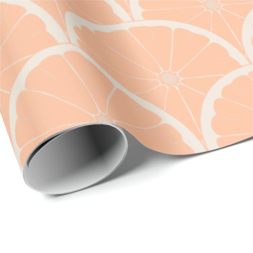 Juicy Pink Grapefruit Pattern Peach Fuzz Wrapping Paper