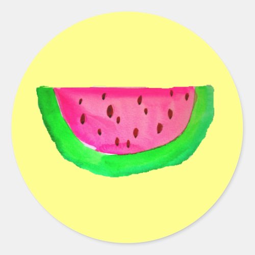 Juicy pink pop art watermelon fruit classic round sticker