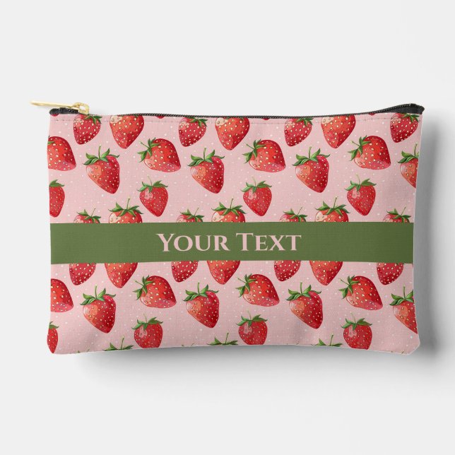 Juicy Pink: Spiraling Through Strawberry Fields Accessory Pouch (Front)