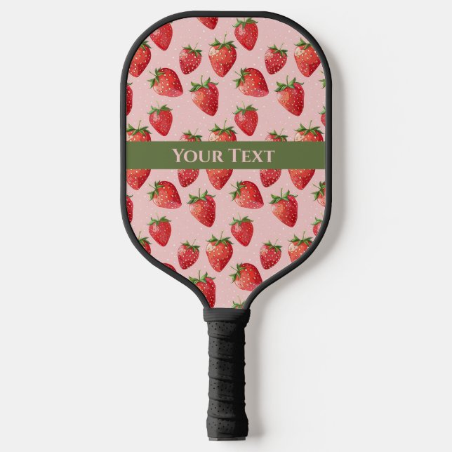 Juicy Pink: Spiraling Through Strawberry Fields Pickleball Paddle (Front)