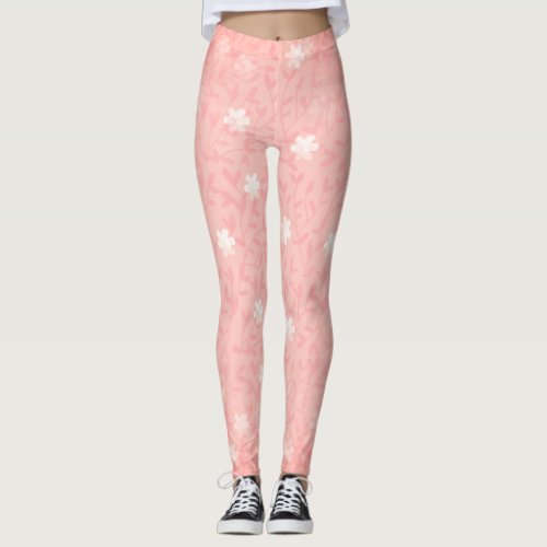 Juicy Pink Tiny Floral Print Pattern Leggings