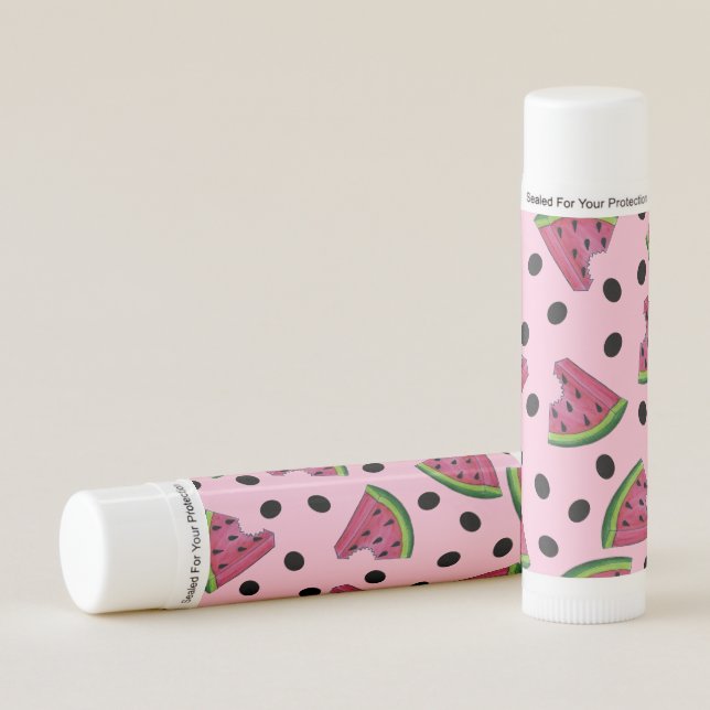 Juicy Pink Watermelon Fruit Melon Slice Seeds Lip Balm (Front)