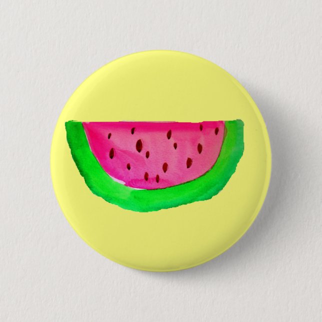 Juicy pink watermelon fruit pinback button (Front)