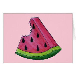Juicy Pink Watermelon Wedge Slice Green Rind Fruit Cards