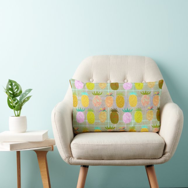 Juicy Plaid Pineapple Pattern Lumbar Pillow (Chair)