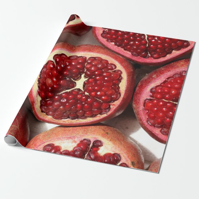 Juicy Pomegranate Fruit Wrapping Paper (Unrolled)