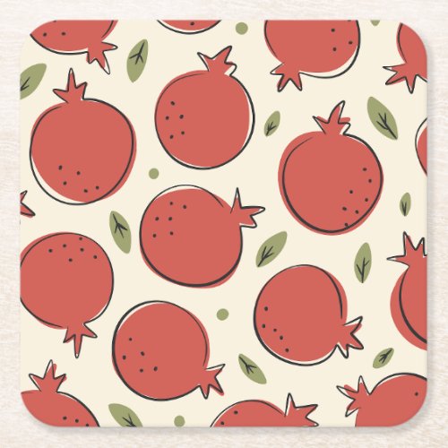 Juicy pomegranate square paper coaster