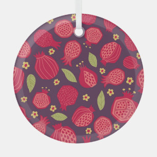 Juicy pomegranates: vintage illustration. glass ornament