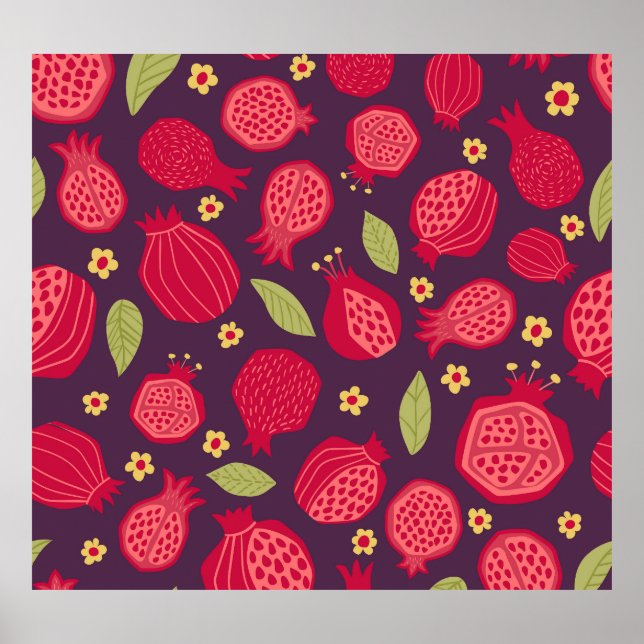 Juicy pomegranates: vintage illustration. poster (Front)
