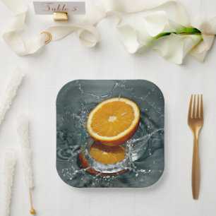 Juicy positive orange for vitamin mood paper plates