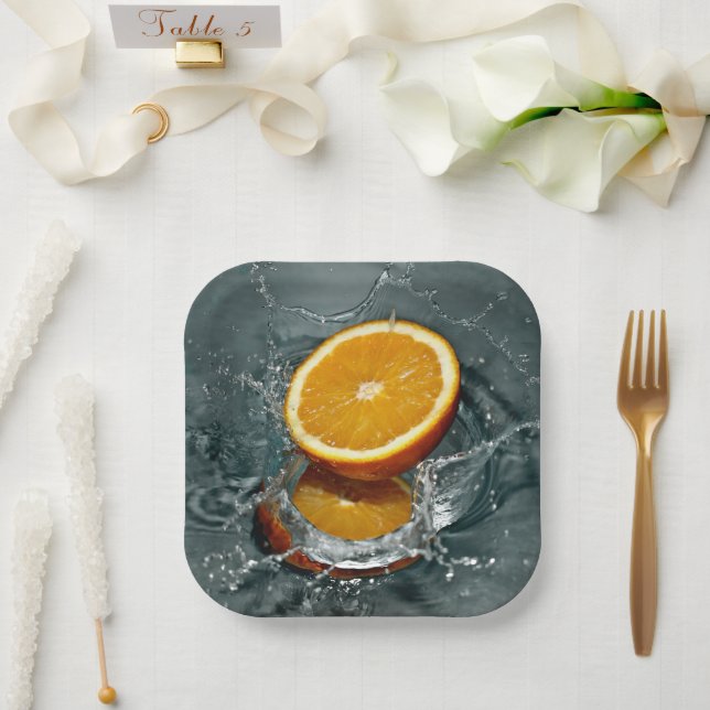 Juicy positive orange for vitamin mood     paper plates (Wedding)