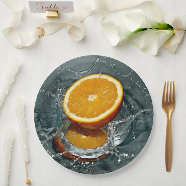 Juicy positive orange for vitamin mood     paper plates (Wedding)