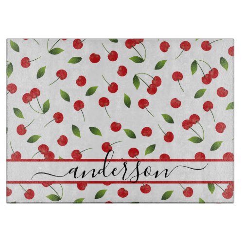 Juicy Red Cherry Pattern  Personalized Cutting Board