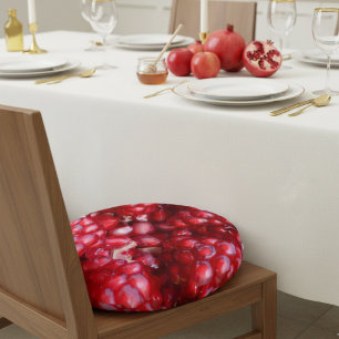 Juicy Red Fruit - Pomegranate Seeds Round Pillow