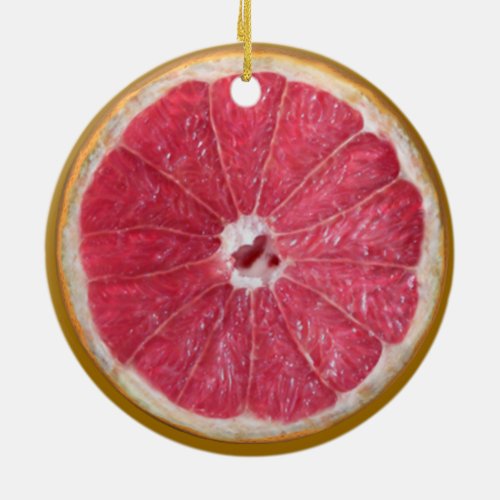 Juicy Red Grapefruit Ceramic Ornament