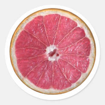 Juicy Red Grapefruit Classic Round Sticker by Emangl3D at Zazzle