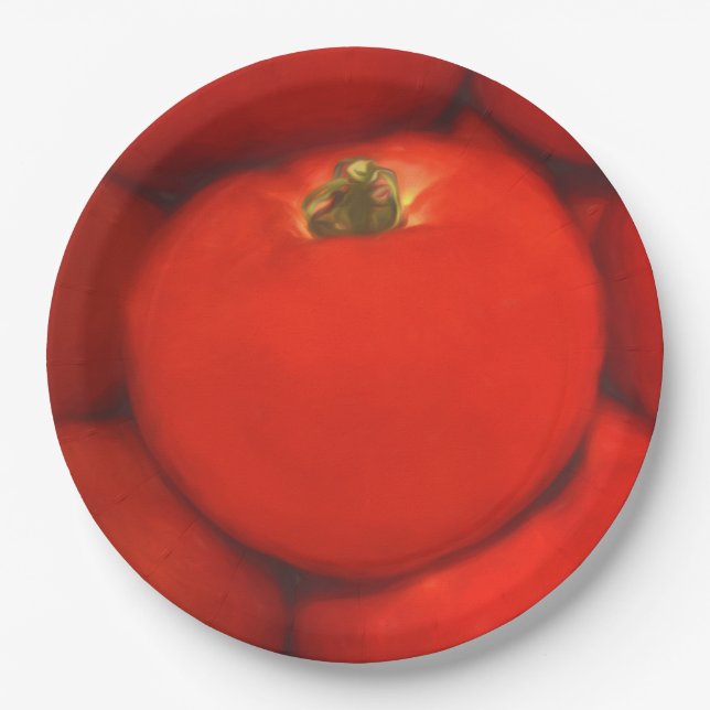 Juicy Red Homegrown Garden Tomatoes Paper Plates (Front)