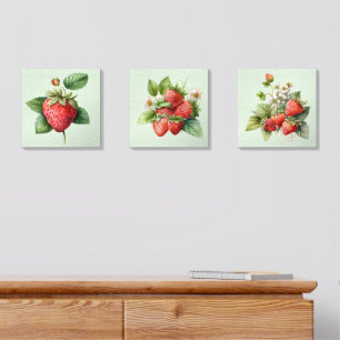 Juicy Red Strawberries Acrylic Photo Tile