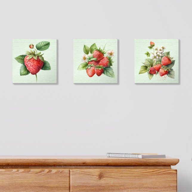 Juicy Red Strawberries Acrylic Photo Tile (Dresser)