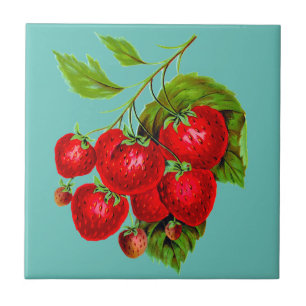 Juicy Red Strawberries Ceramic Tile