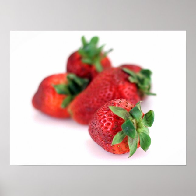 Juicy Red Strawberries Food Photography Poster (Front)