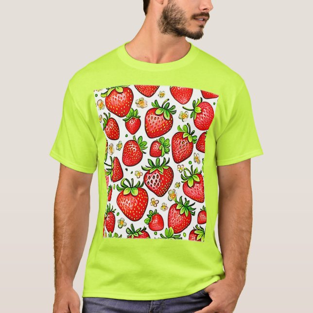  Juicy Red Strawberries Pattern T-Shirt (Front)