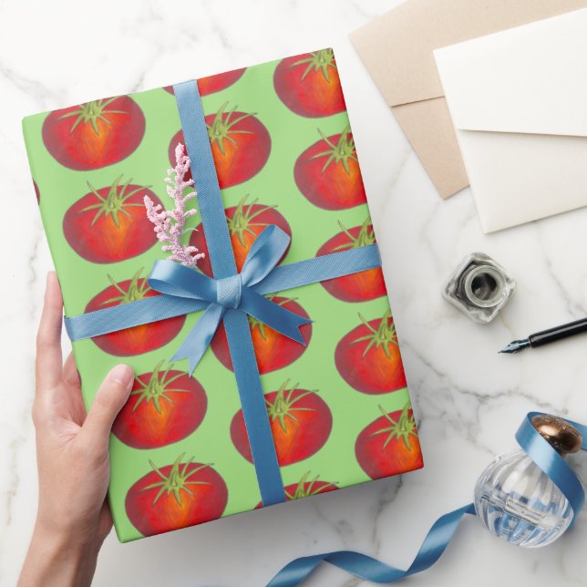 Juicy Red Tomato Italian Cooking Vegetable Garden Wrapping Paper (Gifting)