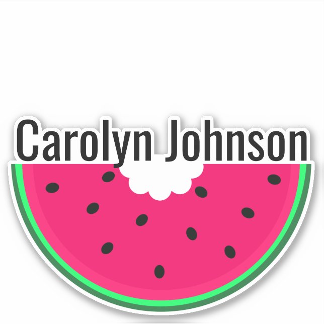 Juicy red watermelon with bite - personalized sticker (Front)