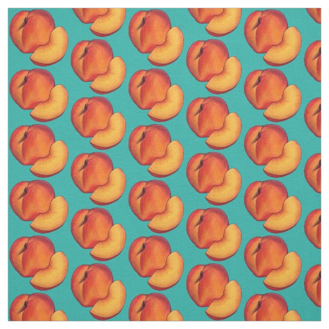 Juicy Ripe Summer Peach Georgia Peaches Fruit Fabric (Swatch)