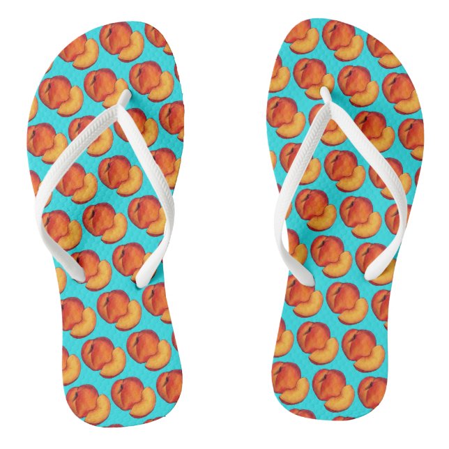 Juicy Ripe Summer Peach Georgia Peaches Fruit Flip Flops (Footbed)