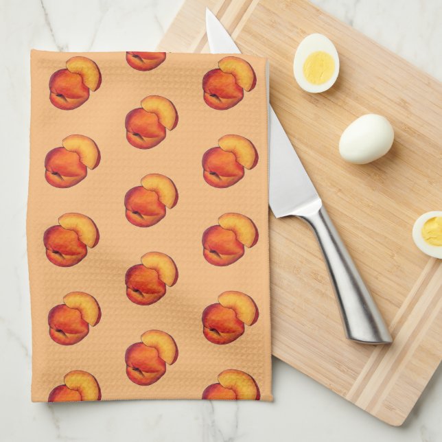 Juicy Ripe Summer Peach Georgia Peaches Fruit Kitchen Towel (Quarter Fold)
