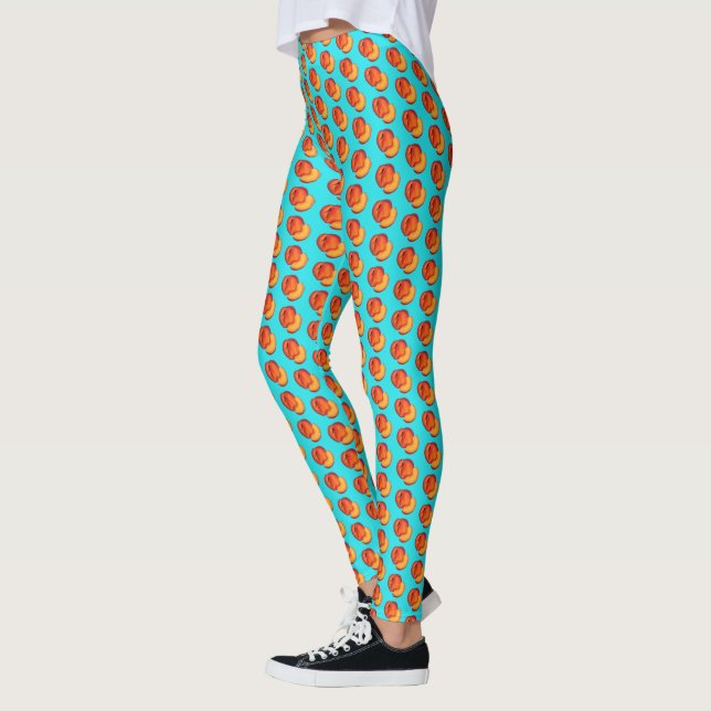Juicy Ripe Summer Peach Georgia Peaches Fruit Leggings (Left)