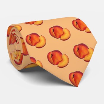 Juicy Ripe Summer Peach Georgia Peaches Fruit Neck Tie by rebeccaheartsny at Zazzle