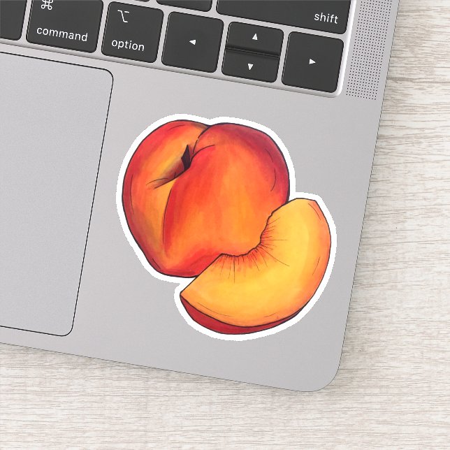Juicy Ripe Summer Peach Georgia Peaches Fruit Sticker (Detail)