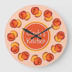 Juicy Ripe Summer Peach Georgia Peaches Kitchen Large Clock