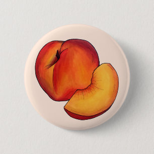 Juicy Ripe Summer Peach Peaches Stone Fruit Button