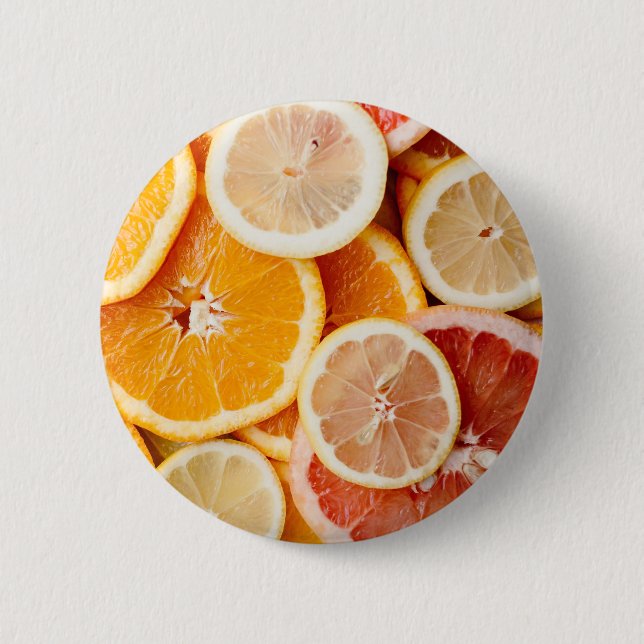 Juicy Sliced Citrus Fruits Button (Front)